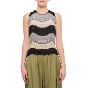 Vitelli Linen And Cotton Horizontal Peacock Crop Top - NWT